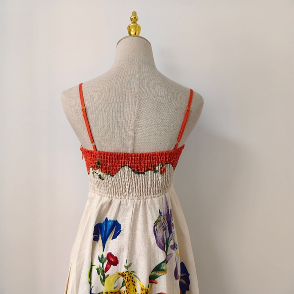 Alemais Floral Maxi Dress in Cream and Orange NWOT - Picture 9 of 15
